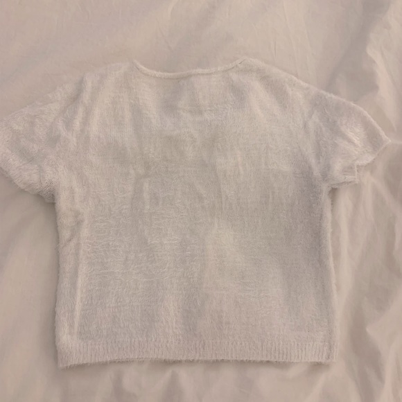 White fuzzy crop top from Dynamite - Picture 2 of 5